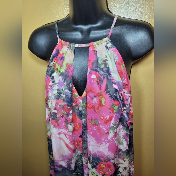 Maggy London Chiffon Floral Maxi Length Dress sz 8 - Picture 4 of 11